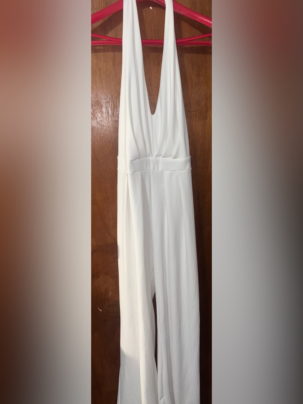 Elegant White Pleated Jumpsuit - Leg length long